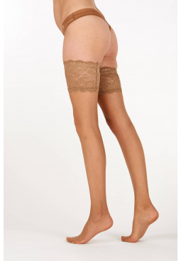 10 Denier Lace Top Hold Ups- Black - Nude